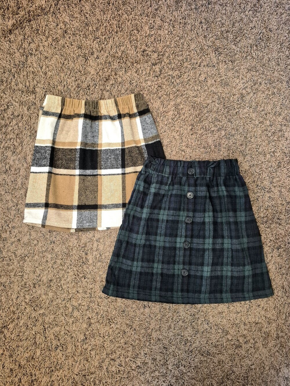Lot of 2 SHEIN Plaid Skirts Plaid & Dark Green Plaid Size Teen 12-13